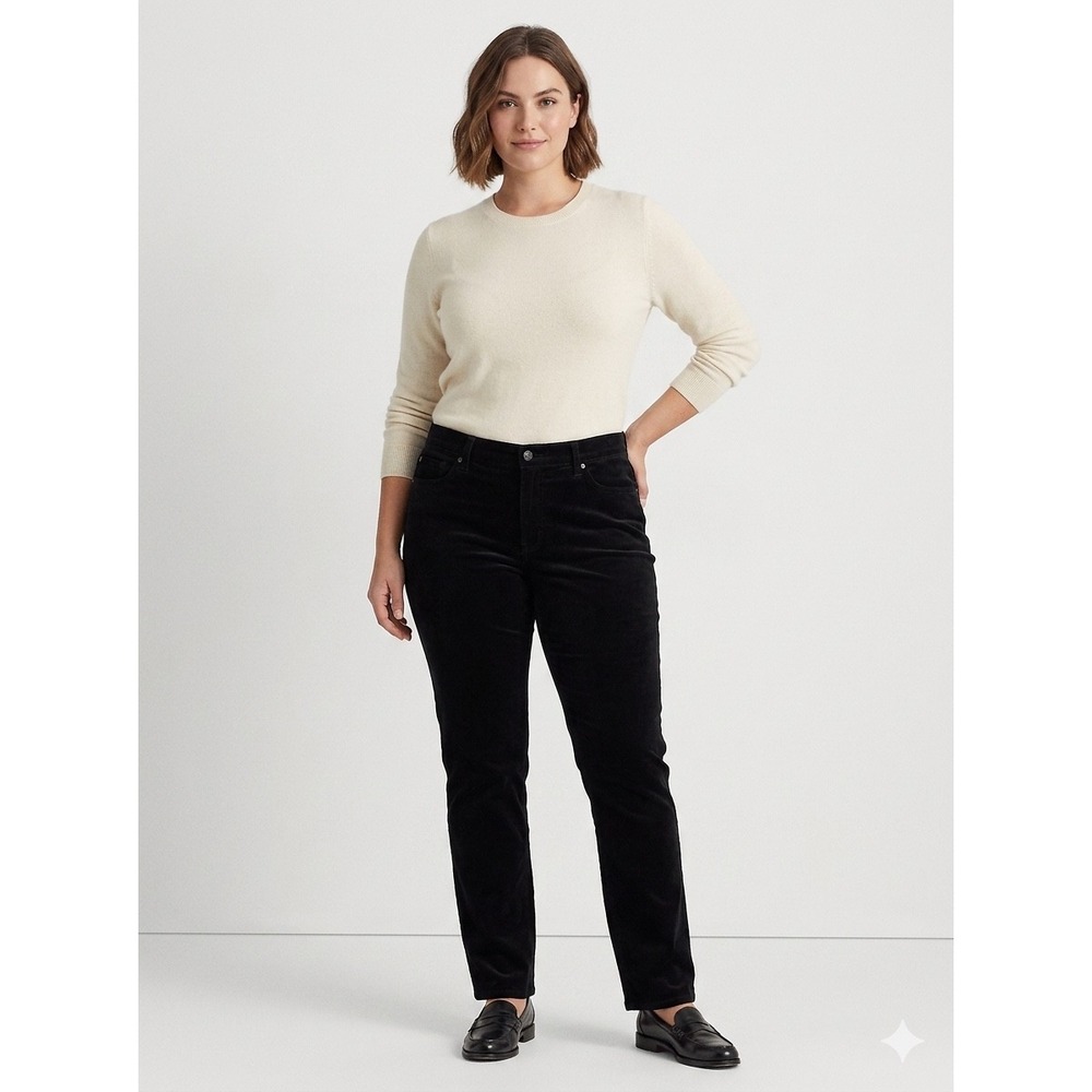 Lauren Ralph Lauren Corduroy Pants 14W Black Dark Academia Corporate Chic
